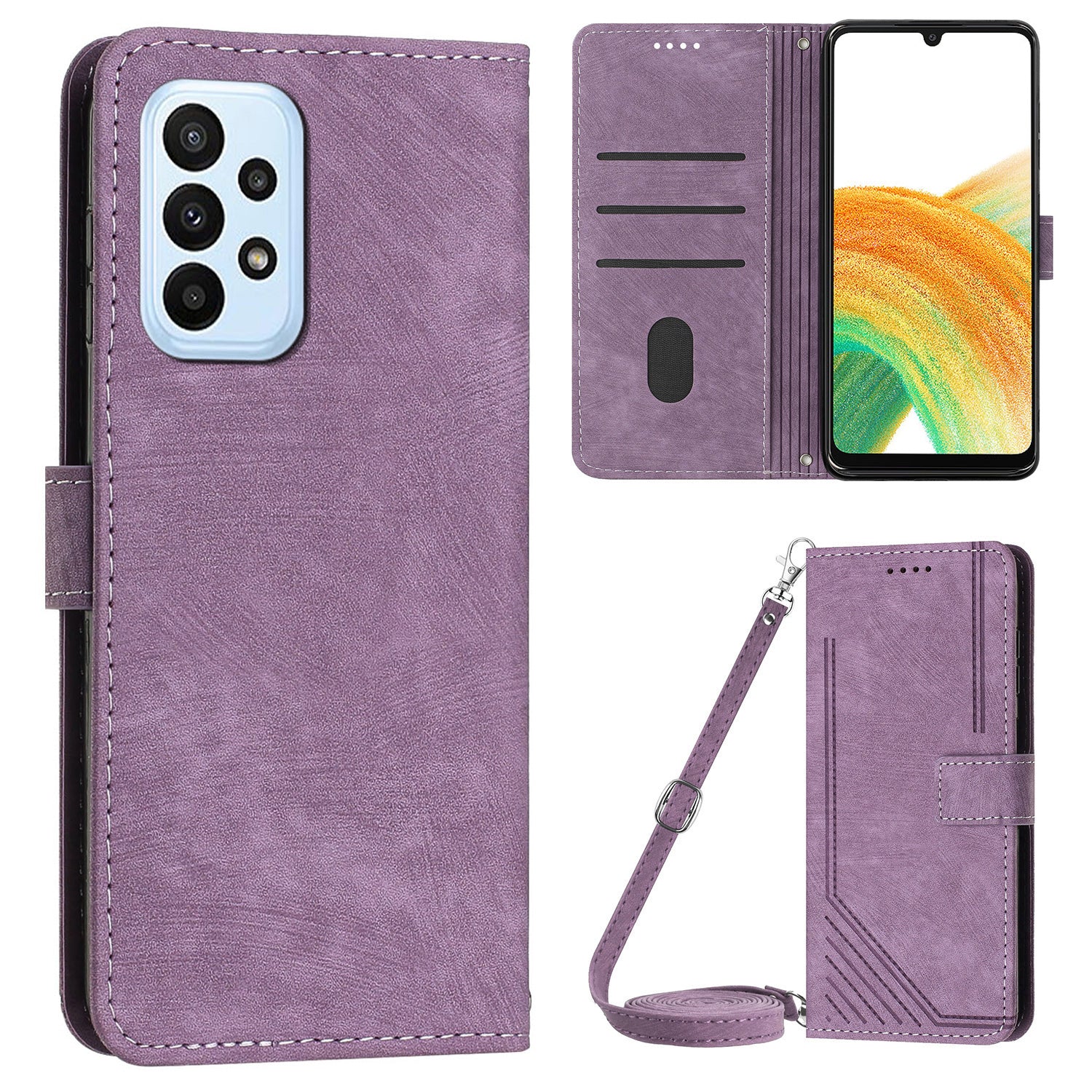 Skin-touch Feeling Wallet Case for Samsung Galaxy A33 5G Lines Imprinted Stand PU Leather Phone Cover Skin-touch Feeling Wallet Case for Samsung Galaxy A33 5G Lines Imprinted Stand PU Leather Phone Cover